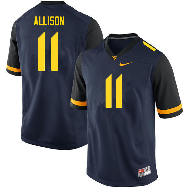 NCAA Men's Jack Allison West Virginia Mountaineers Navy #11 Nike Stitched Football College Authentic Jersey AB23X77FH